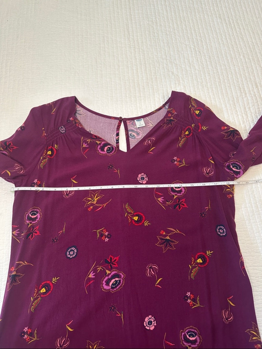 Old Navy Plum Floral V-Neck Long Sleeve Dress - Size Small - Picture 8 of 14